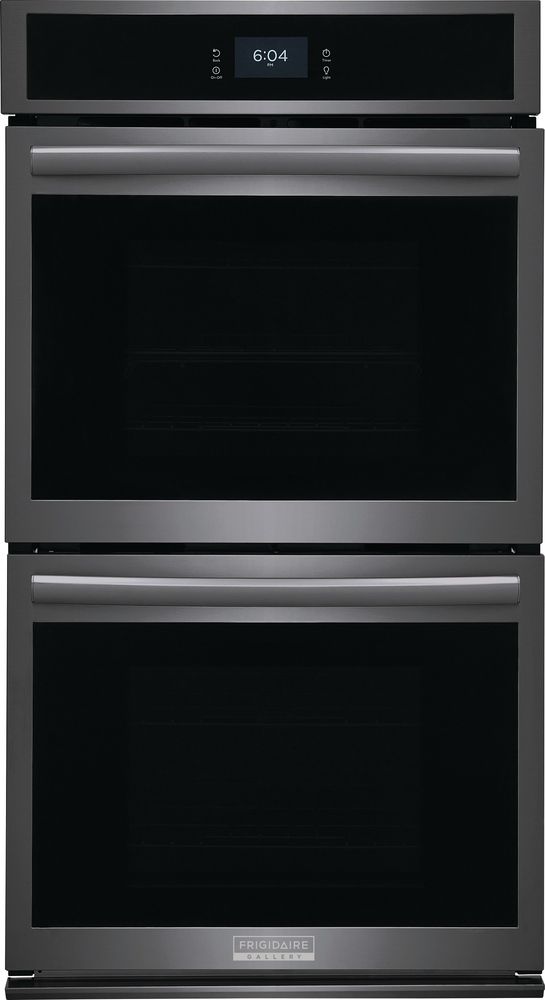 Black stainless steel Frigidaire Gallery convection double wall oven