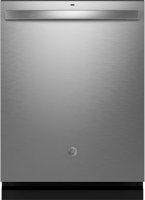 GE 24" Fingerprint Resistant Stainless Steel Top Control Built In Dishwasher door closed
