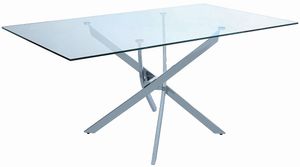 front view of the Coaster® Carmelo Chrome X-Shaped Dining Table