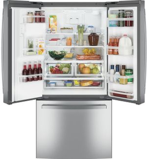GE 33 in. 23.6 Cu. Ft. Fingerprint Resistant Stainless Steel French Door Refrigerator