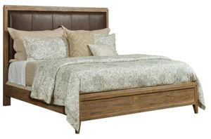 front view of the Kincaid® Modern Forge Sandy Brown California King Longview Upholstered Bed