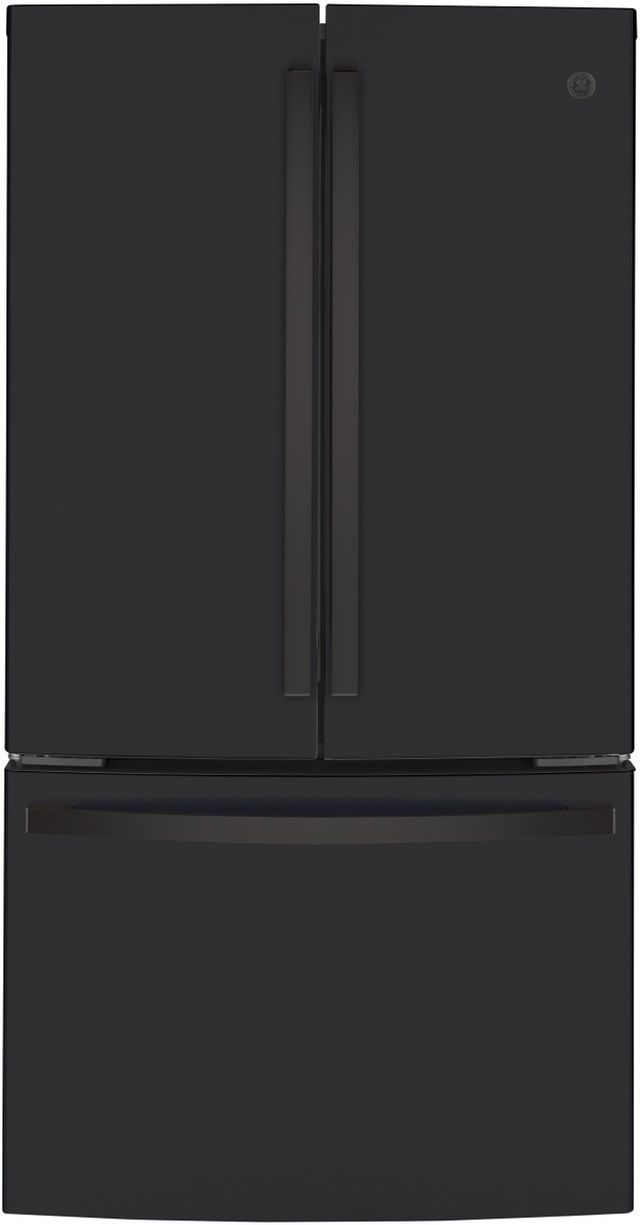 black GE fridge