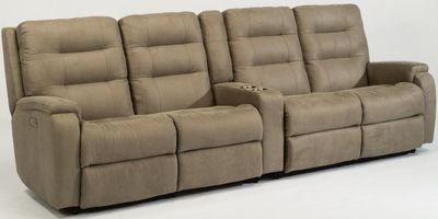front view of the Flexsteel® Arlo Brown Power Reclining Sectional
