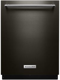 front view of the KitchenAid® 24" Black Stainless Steel with PrintShield™ Finish Built In Dishwasher
