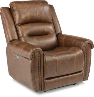 front view of the Flexsteel® Oscar Brown Power Recliner with Power Headrest and Lumbar