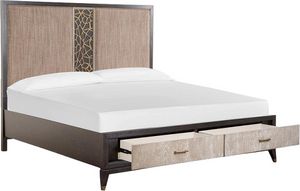 Magnussen Home Ryker Coventry Gray/Nocturn Black Complete California King Upholstered Panel Storage Bed