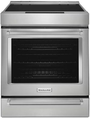 front view of the KitchenAid® 30" Stainless Steel Slide In Induction Range