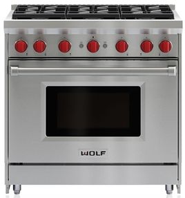 Wolf 36" Stainless Steel Pro Style Natural Gas Range