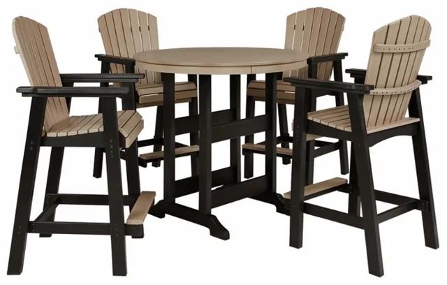 Fairen Trail 5-Piece Black/Driftwood Outdoor Bar Dining Set