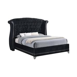 Gabby Queen Bed upholstered with metallic velvet and crocodile leatherette