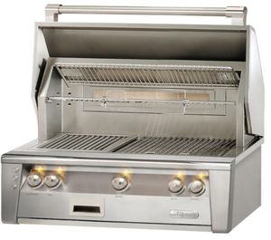 front view of an open Alfresco™ ALXE Series 36" Built-In Grill-Stainless Steel
