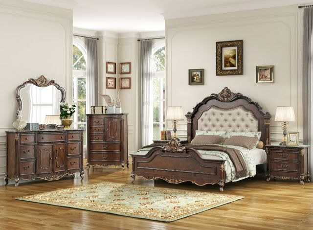 front view of a modern bedroom with the Constantine 4-Pc King Bedroom Set