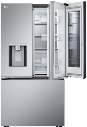 LG French door refrigerator with door ajar