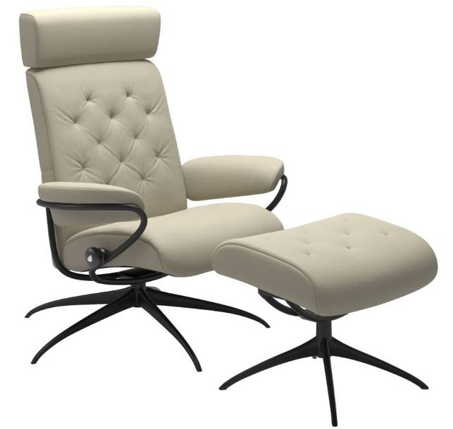 Stressless® by Ekornes® Metro Recliner with Adjustable Headrest and Ottoman