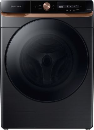 front view of the Samsung 6500 Series 4.6 Cu. Ft. Brushed Black Front Load Washer