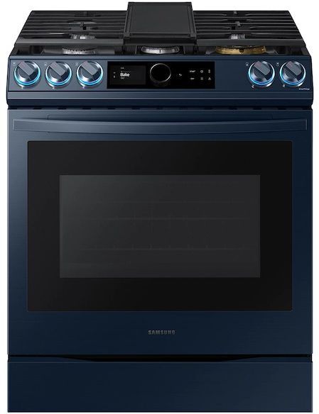 Samsung BESPOKE 30" Fingerprint Resistant Navy Steel Slide-In Gas Range