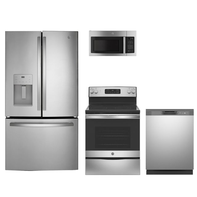 GE® 4 Piece Stainless Steel Kitchen Package