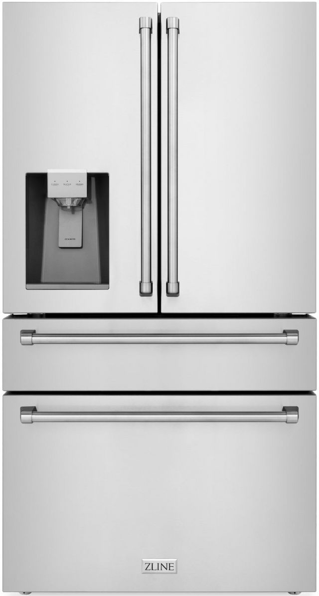 front view of the ZLINE 21.6 Cu. Ft. Fingerprint Resistant Stainless Steel Counter Depth French Door Refrigerator