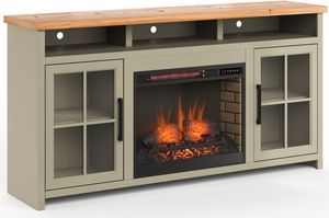 Legends Home Vineyard Sage Green/Fruitwood 74" Fireplace Console