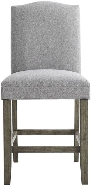 Spring Counter Height Side Chair with neutral Driftwood finish and ash-gray fabric
