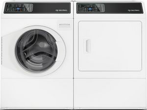 Speed Queen White Laundry Pair with a 3.5 Cu. Ft. capacity front load washer and a 7.0 Cu. Ft. capacity 