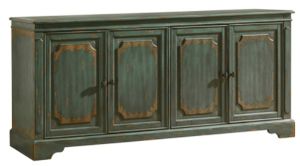 front view of the Martin Furniture Sutton Emerald Green 80" Console