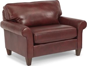 front view of the Flexsteel® Westside Burgundy Chair and a Half