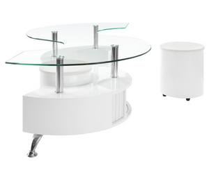 Modern Cleopatra Cocktail Table featuring a glass top and metal legs