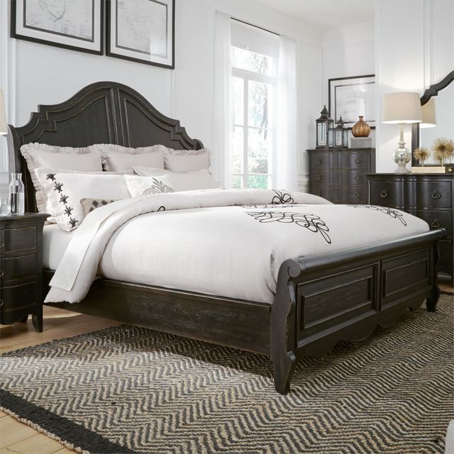 Liberty Furniture Chesapeake Antique Black King Sleigh Bed