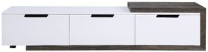 front view of the ACME Furniture Orion White High Gloss TV Stand with Three Drawers