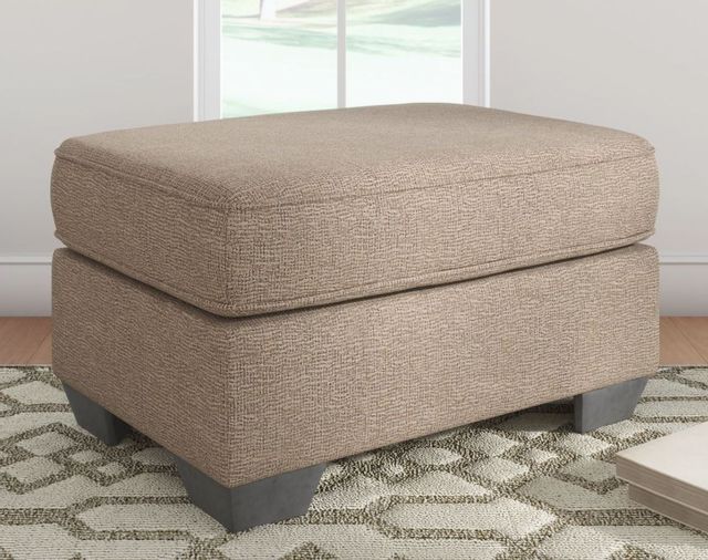 front view of a beige standard ottoman