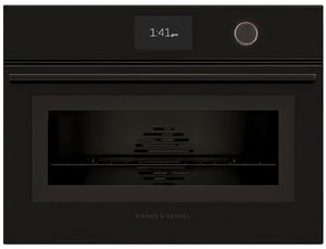 front view of the Fisher & Paykel Series 9 24" Black Glass Combination Steam Oven