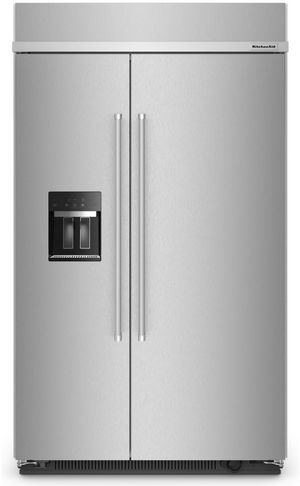 KitchenAid Stainless Steel with PrintShiel Finish Built In Counter Depth Side-by-Side Refrigerator doors closed