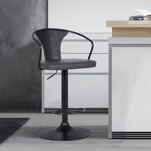 Armen Living Eagle Grey Adjustable Bar Stool