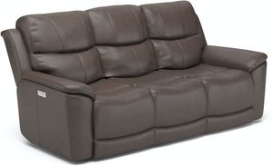 Flexsteel Cade Brown Power Reclining Sofa with Power Headrests and Lumbar