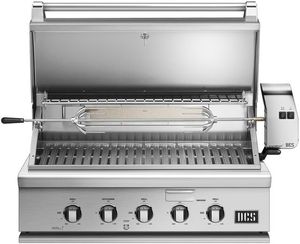 front view of the opened DCS Series 7 36" Brushed Stainless Steel Traditional Built In Grill