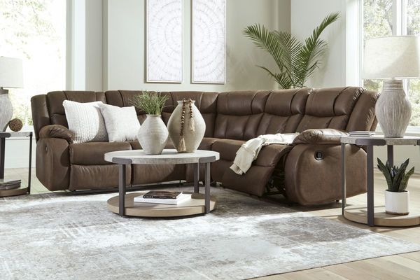 Signature Design by Ashley Trail Boys 2-Piece Walnut Right-Arm Facing Manual Reclining Sectional