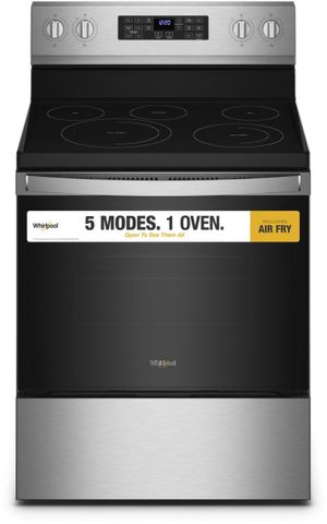 Whirlpool electric range with stainless steel dials