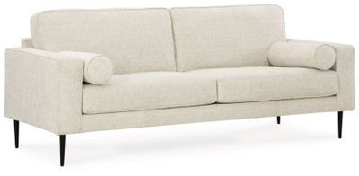 front view of the Retro Sofa, a cream contemporary stationary sofa