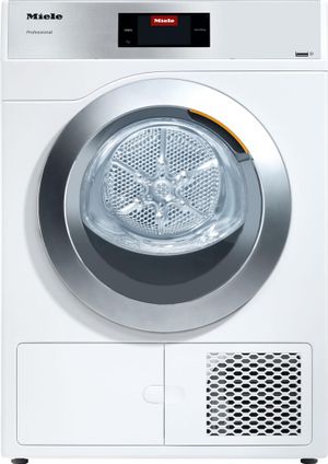 front view of the Miele 4.6 Cu. Ft. Lotus White Front Load Electric Dryer