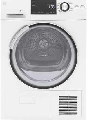 front view of the GE® 4.1 Cu. Ft. White Front Load Electric Dryer