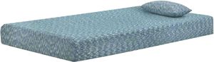 front right angled view of the Sierra Sleep® by Ashley® iKidz Blue Memory Foam Firm Tight Top Full Mattress and Pillow