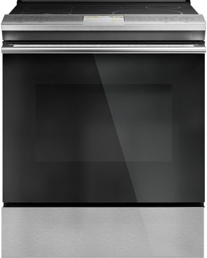 front view of the Café™ 30" Platinum Glass Slide in Induction Range