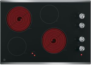 GE® 30" Stainless Steel on Black Electronic Cooktop