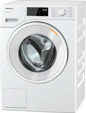 front view of the Miele W1 White Edition 2.3 Cu. Ft. Lotus White Front Load Washer