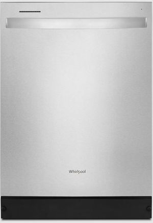 front view of the Whirlpool 24 FingerPrint Resistant Stainless Steel Built In Dishwasher