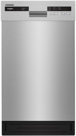 Whirlpool 18” Stainless Steel Built In Dishwasher Door Closed