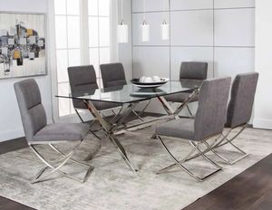 front view of the Luxe 7-Pc Dining Set in a modern dining space