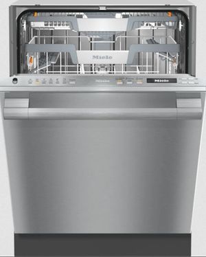 Top control dishwasher with door slightly ajar