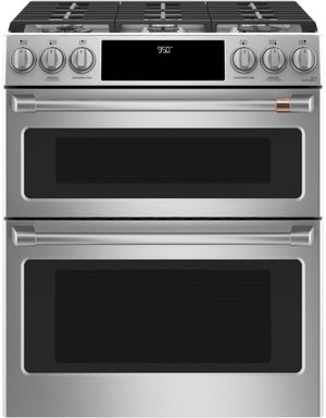 front view of the Café™ 30" Stainless Steel Slide In Dual Fuel Range
